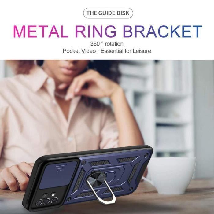 Coque - BOOLING - pour Samsung Galaxy A23 5G - Antichoc - Support Anneau Arrière - Bleu Marine