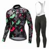 Mens Long Sleeve Cycling Jersey Set Breathable Quick Dry Bike Riding Sportswear