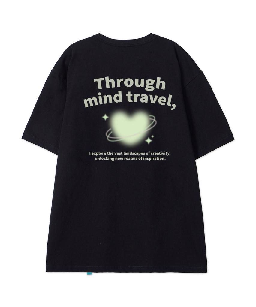 ASTRAL PROJECTION [Through Mind Travel] Cotton Loose Fit Short Sleeve T-Shirt_Black