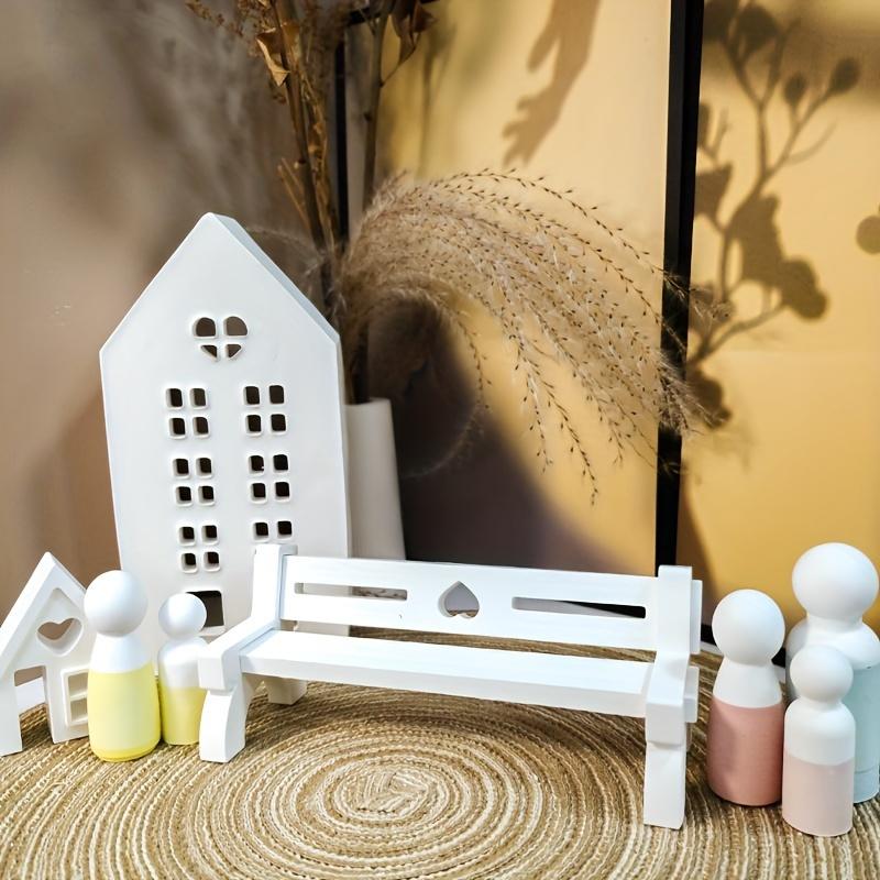 3PCS DIY Striped Heart Bench Resin Handcrafted Gift, Home Decoration, Silicone Mold