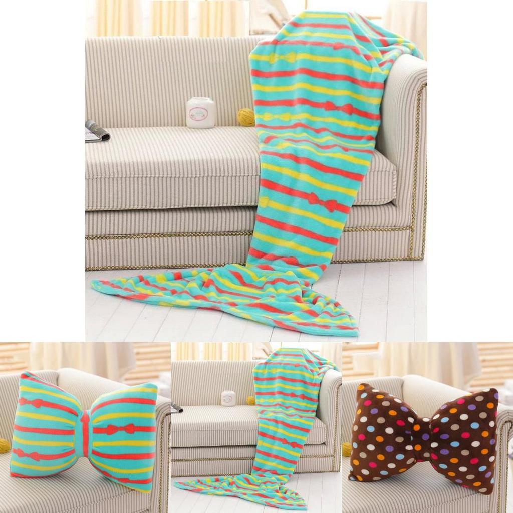 Mermaid Tail Plush Blanket With Bow Design For Cozy Home Lounge And Gift For Women