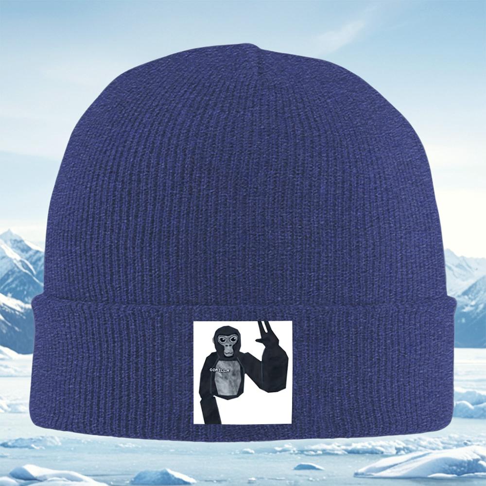 Monkeys Face Showing Peace Sign Men Women Unisex Knitted Hat Beanie Pullover Cap Winter Thermal Warm Christmas Outdoor Cycling