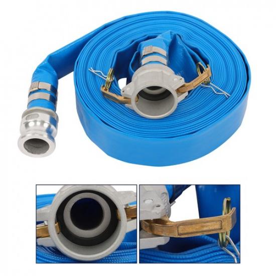 

1.5 x 50 Heavy Duty PVC Backwash Hose with Aluminum Connectors For Pools Blue