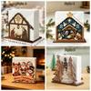 Wooden Christmas Napkin Holder Christmas Nativity Scene Pattern Tissue Organizer  Bar
