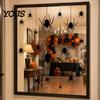 Halloween Glass Cling Spider Static Window Cling, Black Silhouette Wall Sticker, No Residue Self-Adhesive Clings Spooky Decal, Decor for