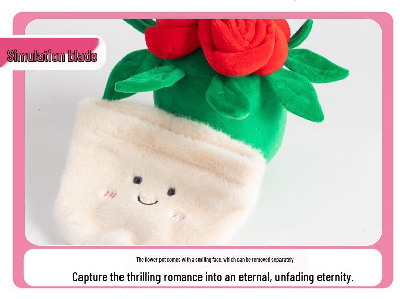 Cartoon Rose Plush Toy Couple Desktop Ornament - Valentine's Day Gift