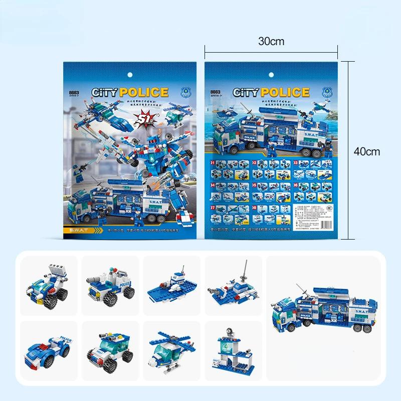 City Series Police Station Swat Corps Team Military Truck Car Construction Blocks Diy Fighting War Robot Plaything For Kids Present