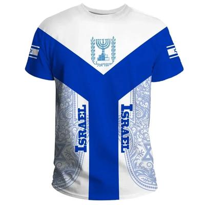 Flaga izraela męska koszulka 3D drukowane izraelskie godło narodowe topy z krótkim rękawem O-Neck ponadgabarytowa koszulka sportowa koszula odzież