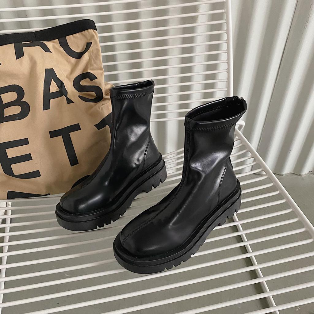 Platform Shoes Women Boots Round Toe Zipper Autumn Winter Fashion Ankle Female Ytmtloy Botines