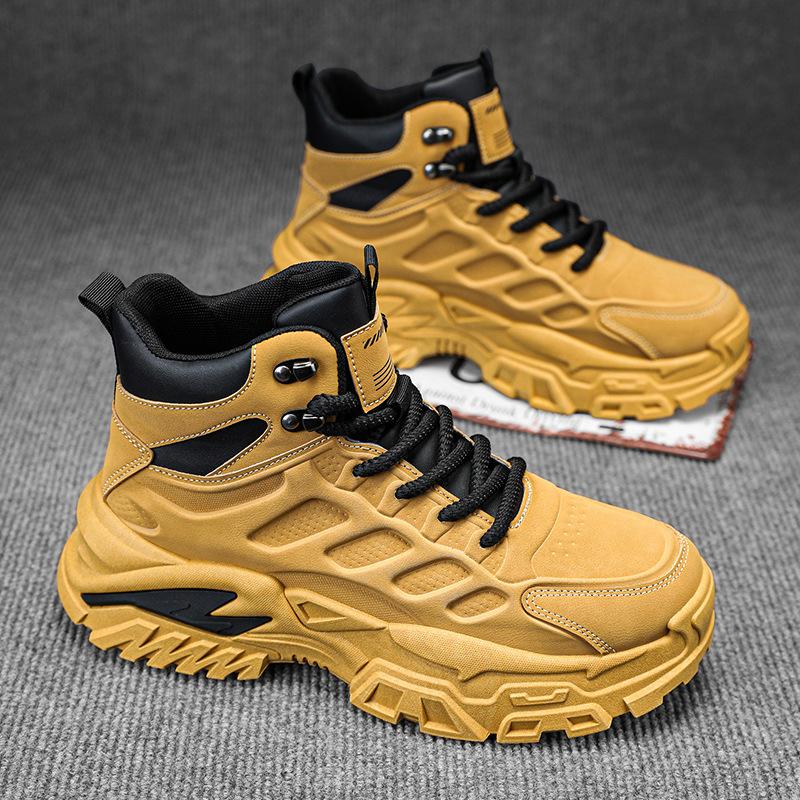 Tooling Men's Shoes Winter Non-slip Mountaineering Martin Boots Men's Thick-soled Heightening Dad Shoes Sports and Leisure High-top Trendy Shoes