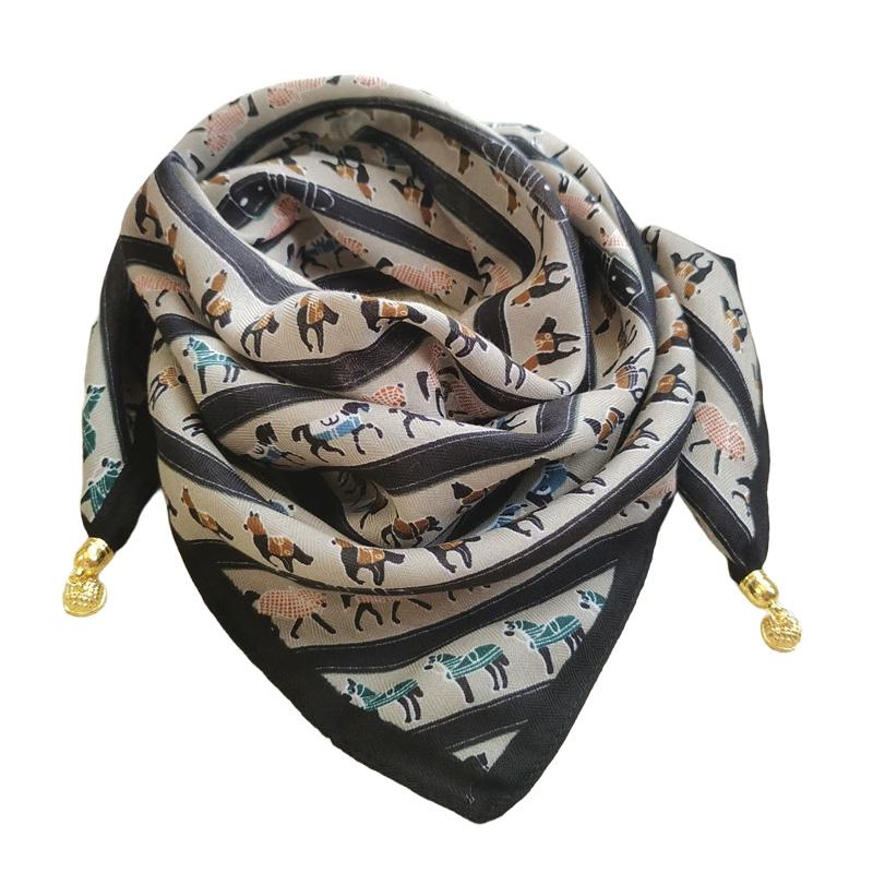 1Pc Neck Brace 2026 Magnetic Clasp Gift Scarf Versatile Triangular Bandage Warm Pony Pattern Cotton