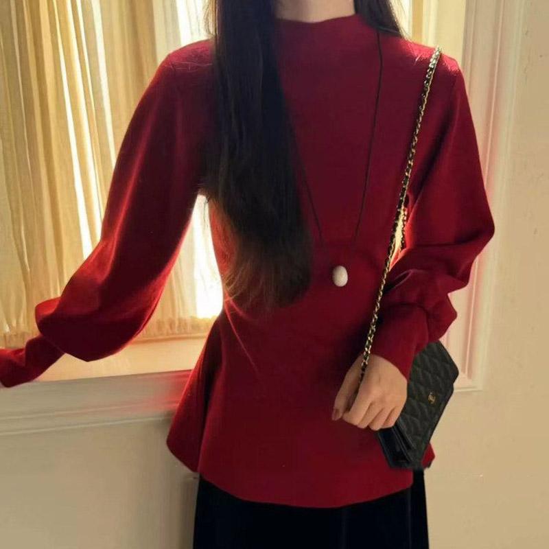 Pullovers Tops Women Long Sleeves Autumn Winter Padded Blouse Oversized Half Turtleneck Loose Long Sleeve Shirt Slim Pullover Tops