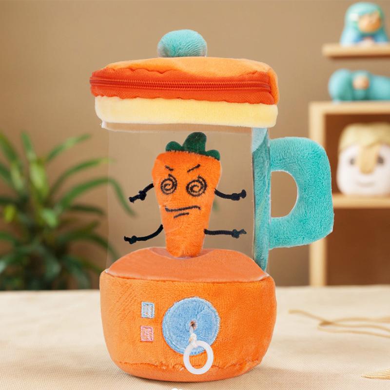 Fun Drawstring Rotating Plush Toys Fruit Juicer Watermelon Banana Orange Play House Interactive Toy for Kids Baby Birthday Gifts