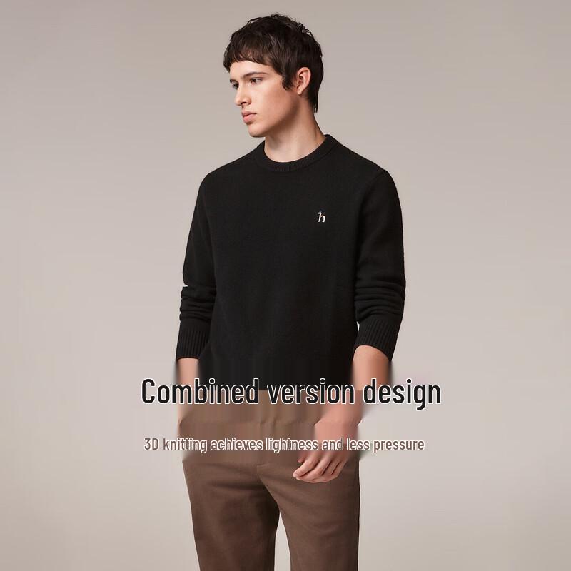 

HAZZYS Men s Round Neck 100% Wool Knit Sweater L