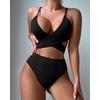 New Swimsuit Female Sexy Cross Hollow Bikini Swimsuit Pit Strip Solid Color Split Swimsuit