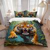 3pcs Tiger Print Duvet Cover Set - Machine Washable, Includes 1 Cover and 2 Pillowcases, No Core Included Yy251013125