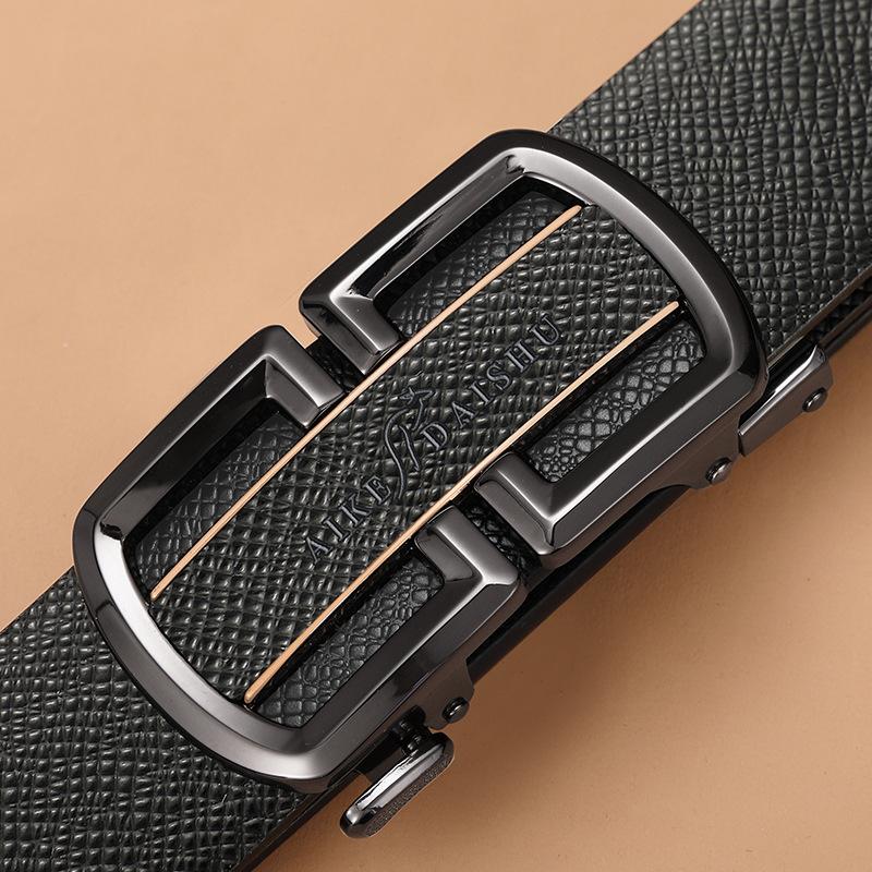 New Men's Genuine Leather Automatic Buckle Belt Middle Aged and Young Business Casual Cowhide Belt Simple Trendy Jeans Belt