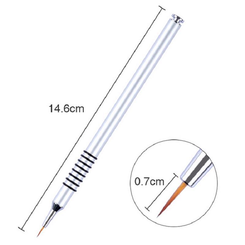 1 Stücke 7mm Nail art Pinsel Liner Stifte Legierung Griff UV Gel Malerei Liner Stift