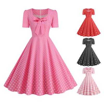 Vestido de festa casual com decote quadrado e laço no peito, estilo doce, mangas curtas, cintura apertada, vestido slim feminino