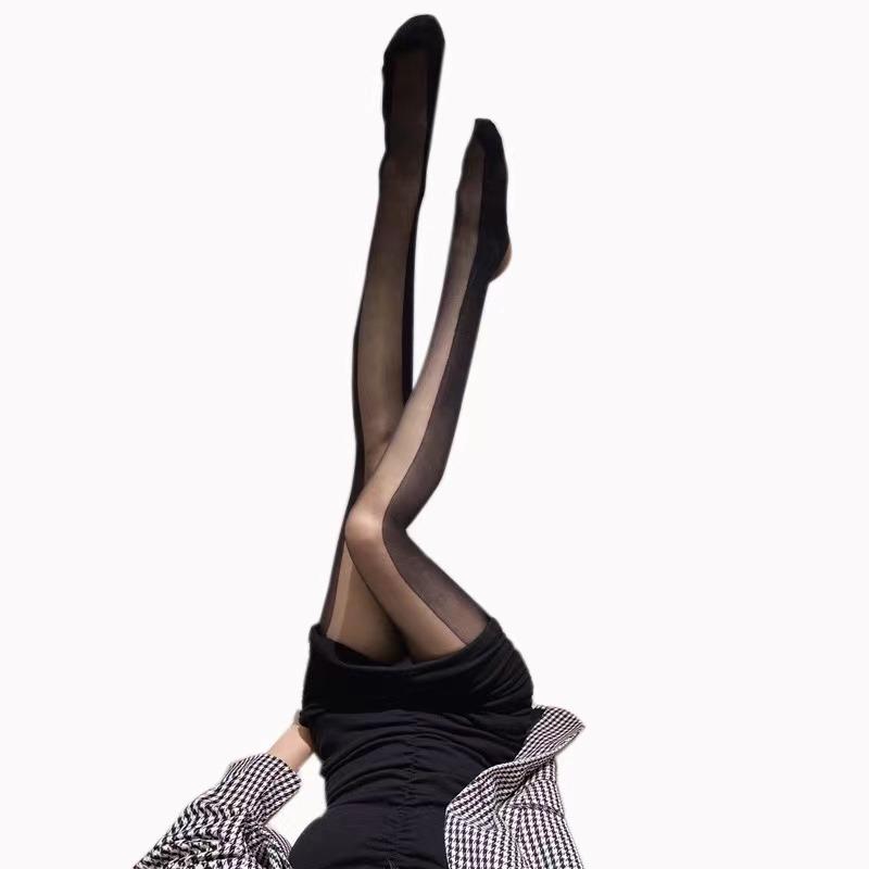 15D Sexy Seamed Stockings splicingWomens Stockings Black Line Transparent Silk Stocking Hose Pantyhose Leggings Meia