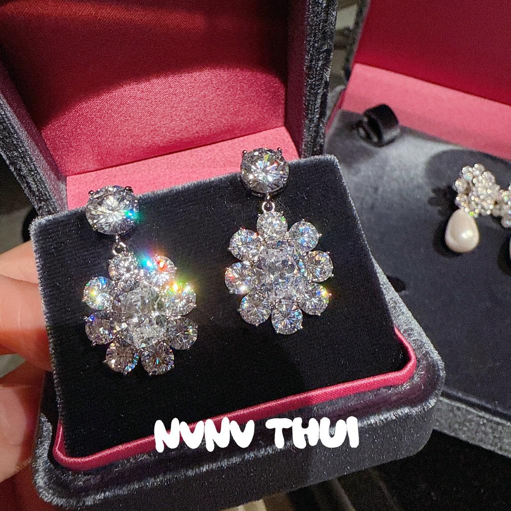Jewelry, Sparkling Galaxy Iris Fireworks Gemstone Earrings, Banquet Haute Couture Court Water Droplets Sparkling Diamond Pearl Earrings