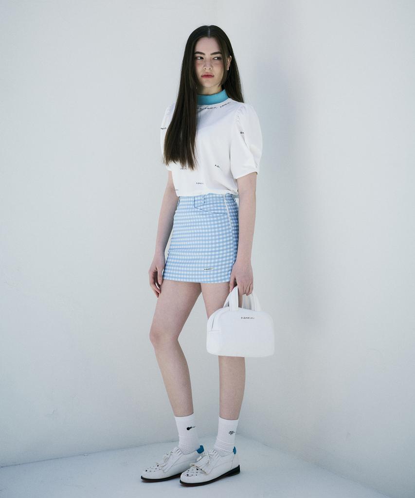 Candini Sky Blue Checkered Mini Skirt