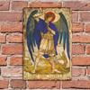 Barblech-Malerei GUARDIANART Porträt Erzengel Michael Vintage Schild Metallwandkunst