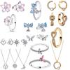 European New 925 Silver Lotus Bow Ring Earring Necklace Original DIY Women's High End Jewelry Set Gift