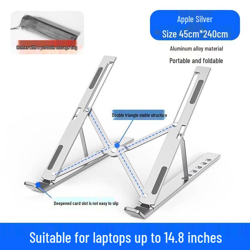 Adjustable Aluminum Laptop Stand with Cooling Base