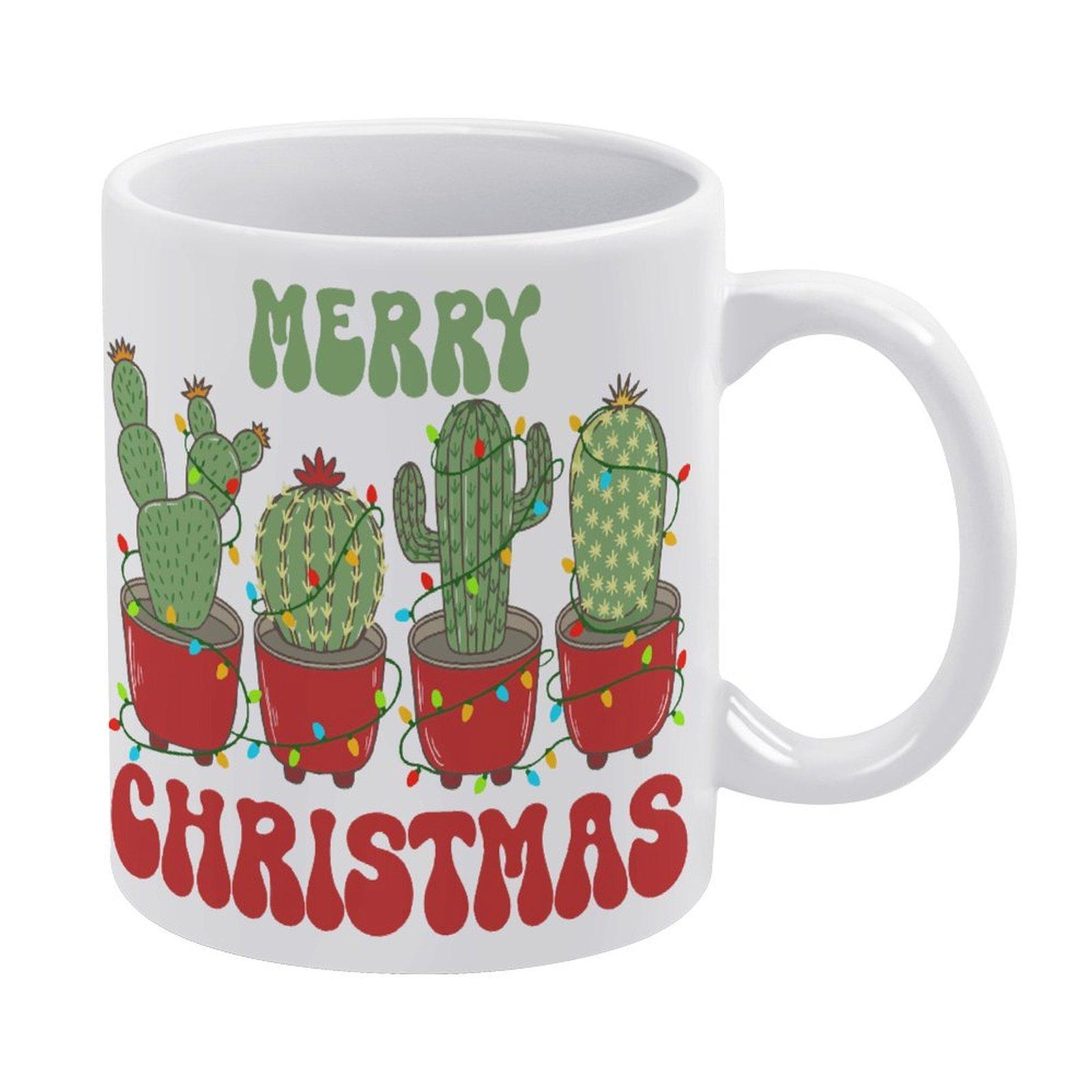 

11oz White Ceramic Drinking Mug with Dual-Side Print and Smooth Glossy Surface, Perfect for Daily Hot Drinks in Home or Office белый