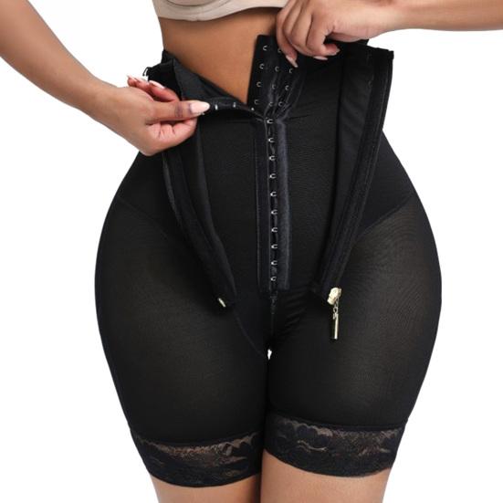 High Waist Shapewear with Zipper & Button Closure Tummy Control Hip Lifting Body Shaping Pants Compression Breathable Postpartum & Daily Firming