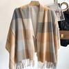Thick Imitation Cashmere Shawl Keep Warm Shawl Wrap Simple Plaid Scarf  Girl