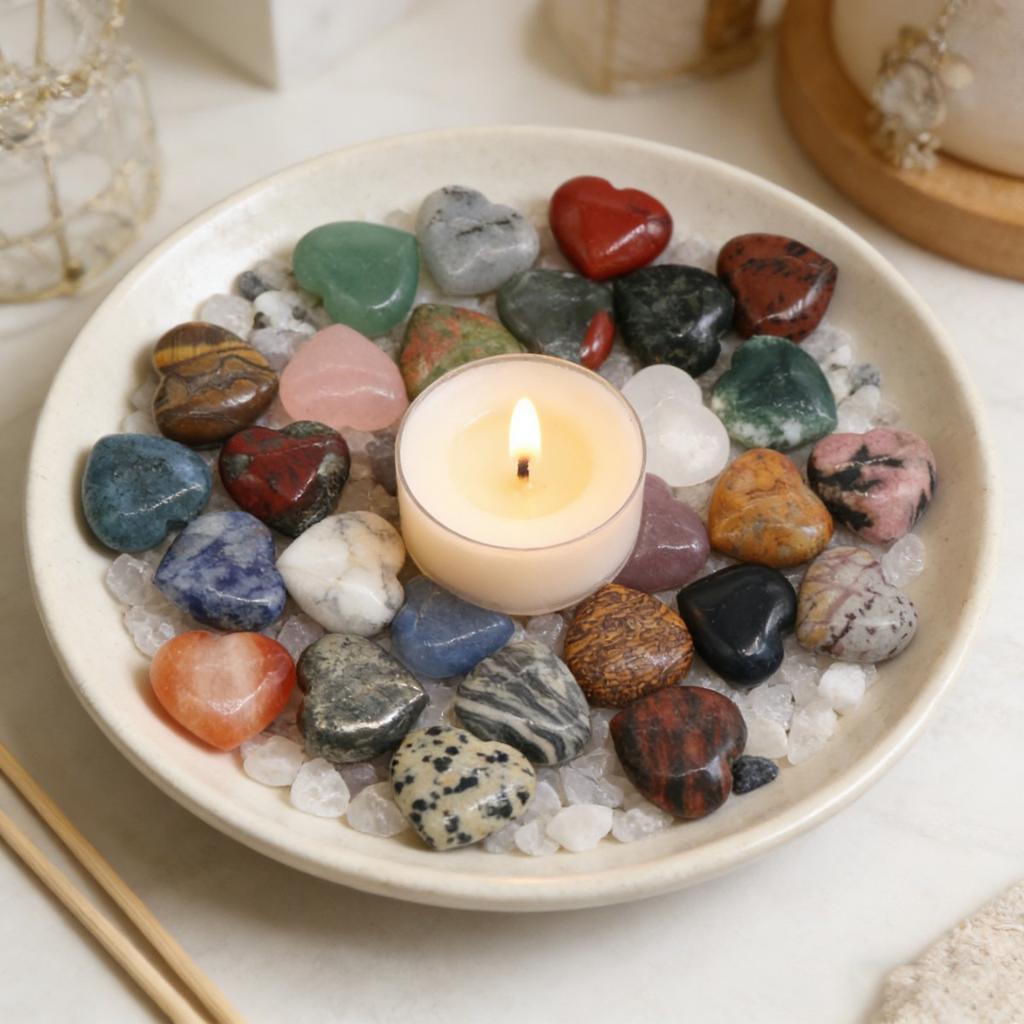 3Pcs, Assorted Natural Crystal Heart Stones Bulk Polished Healing Crystal Hearts for DIY Jewelry, Meditation, Reiki & Valentine's Day Gifts