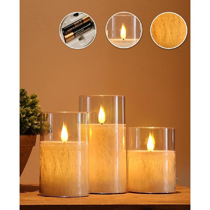 ACROSS Color Changing Flameless Candles With Remote Control, Battery Operated Candles LED Pillar Candle with Timer, 4'' 5'' 6'' candles set of 3 Pack