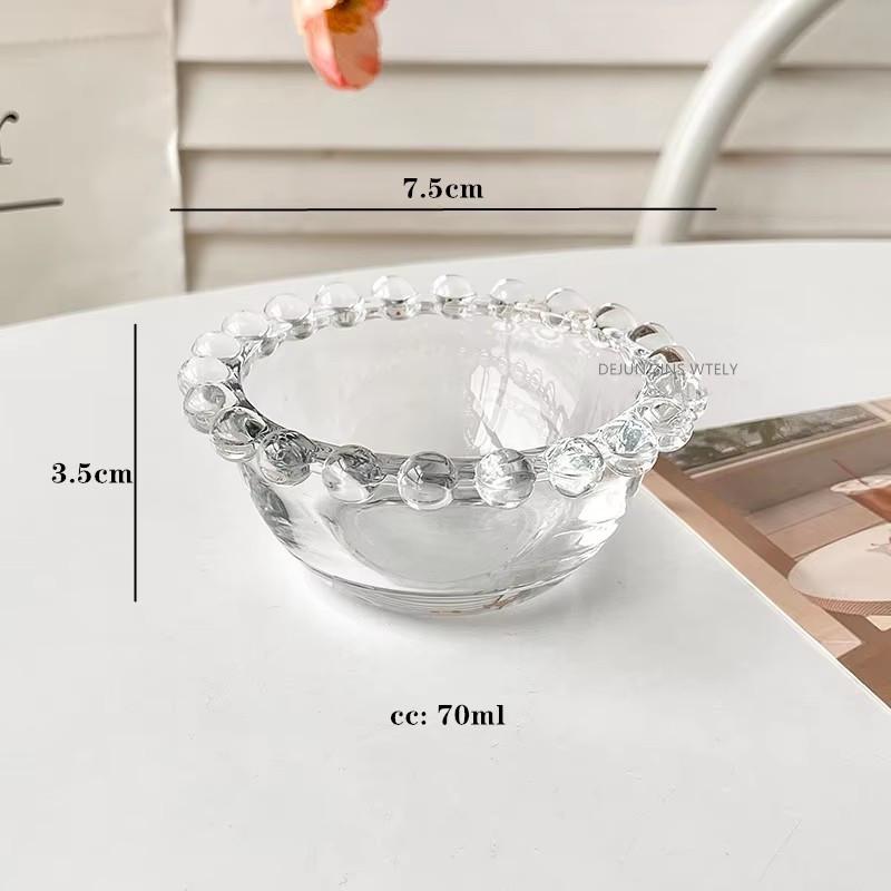 Advanced Pearl Rimmed Glass Bowl Creative Oatmeal Yogurt Bowl Breakfast Ice Cream Salad Bowl Glass Cutlery Kitchen Supplies Gift