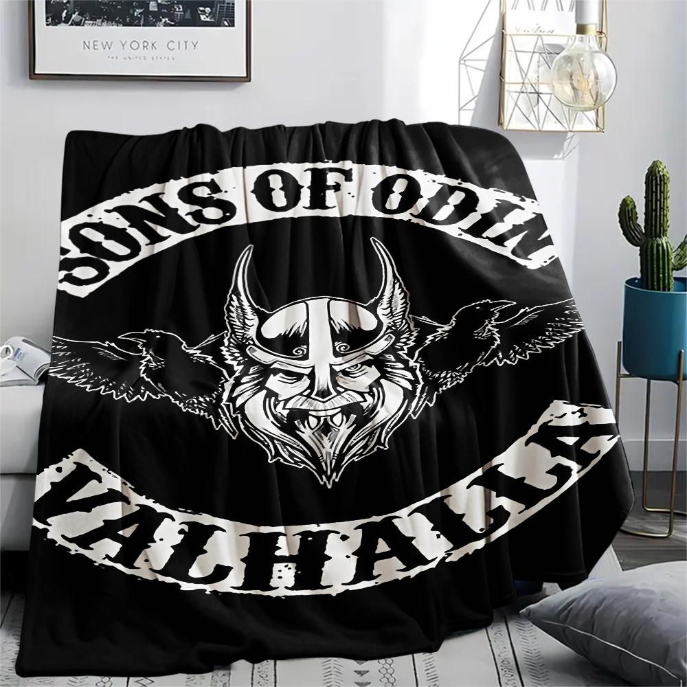 Death and Viking Warriors Print Flannel Blanket,High quality Comfortable for All Seasons,Home Decor,Warmth and Comfort,Perfect for Christmas Gifts