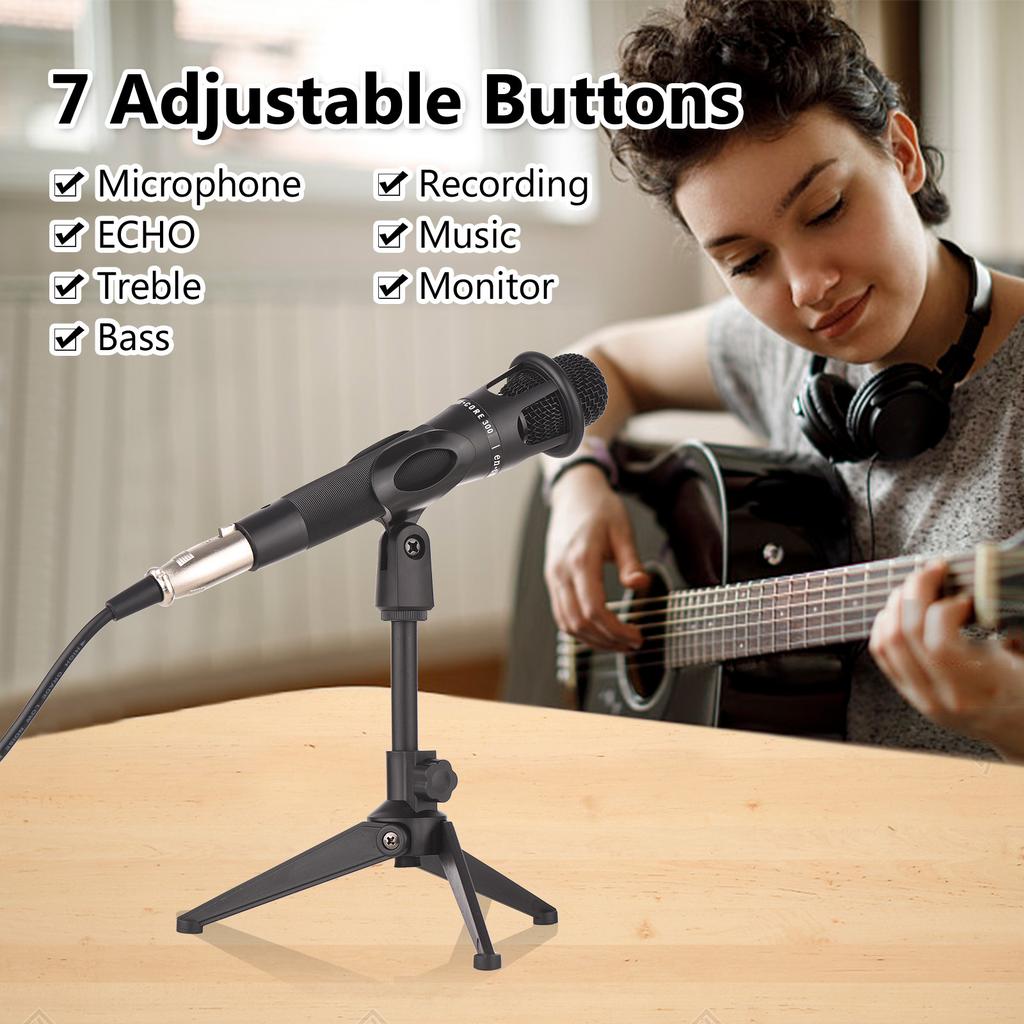V8 External Live Sound Card Microphone Set Mini Sound Mixer Board for Live Streaming Karaoke Singing Music Recording with 12 Funny Sound Effects BT C