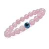 VIHAAN Rose Quartz Bracelet with Evil Eye for Protection, Healing and Mental Peace Meditation Reiki Crystal for Men & Women (Rose Quartz with Evil E