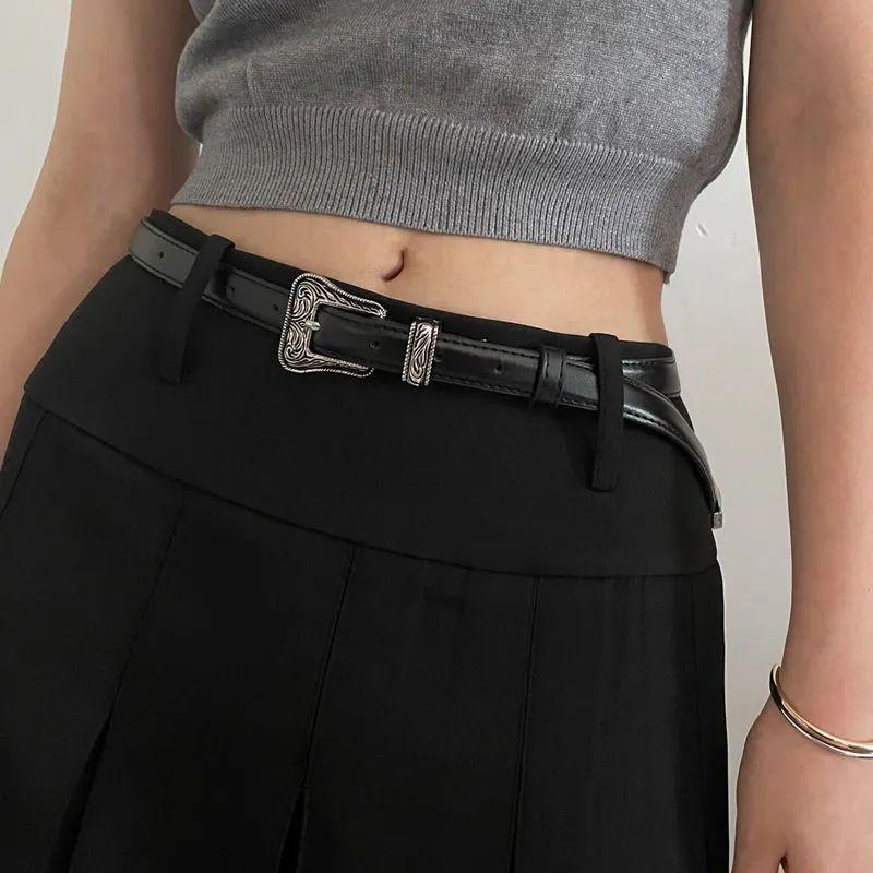 Versatile Pu Black Belt For Women Designed For Summer Vintage Dresses And Outfits Elegant