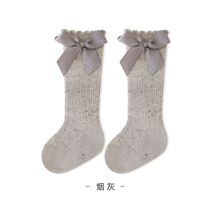 Summer Thin Mesh Baby Socks, A Class Cotton Newborn Socks with Big Bow Ruffle Edge Infant Toddler Socks