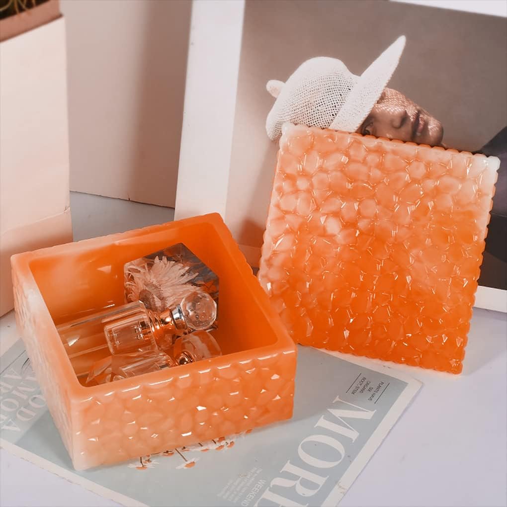 FineInno Square Storage Box Resin Casting Molds with Lid Water Ripple Stackable Box Silicone Molds Jewelry Case Epoxy Mold DIY Trinkets Organizer