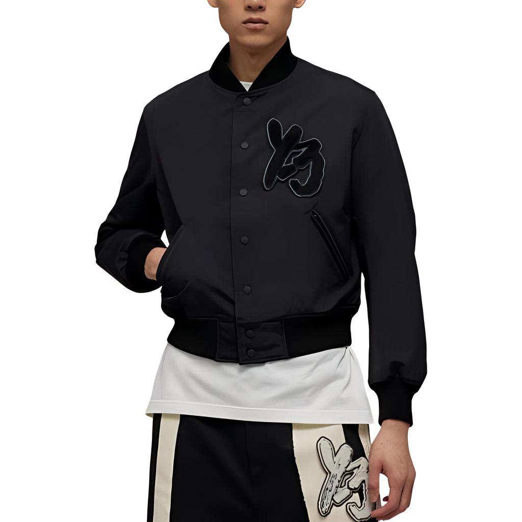 Y-3 Solid Color Logo Print Casual Jacket Unisex jackets Black IA3107