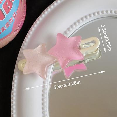 Tatlı Sevimli Yıldız Toka Güzel Pentagram Saç Klipsi Ördek Gagası Klipsi Kızlar İçin Yana Kakül Klipsleri Y2K Saç Aksesuarları
