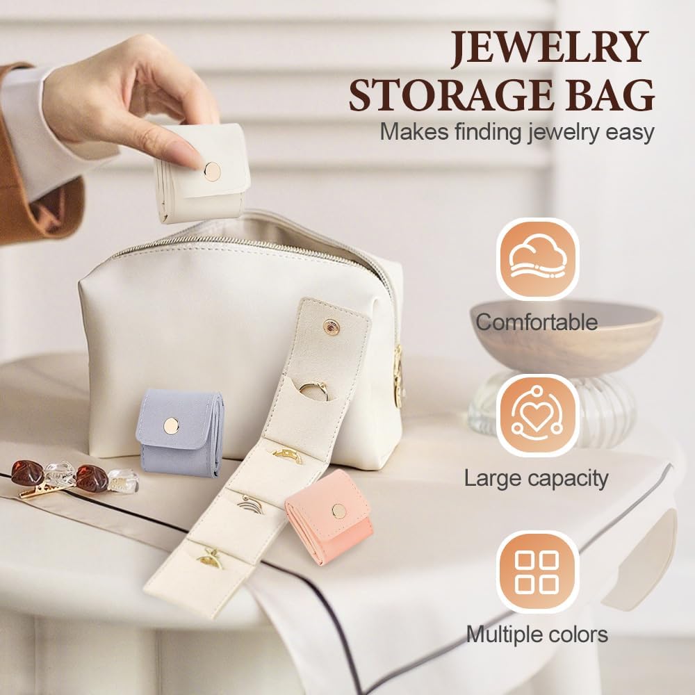 Mini Travel Jewelry Bag, 2025 New Mini Travel Jewelry Roll Bag, Foldable Travel Jewelry Organizer Case, Multifunctional Travel Jewelrys Pouch With