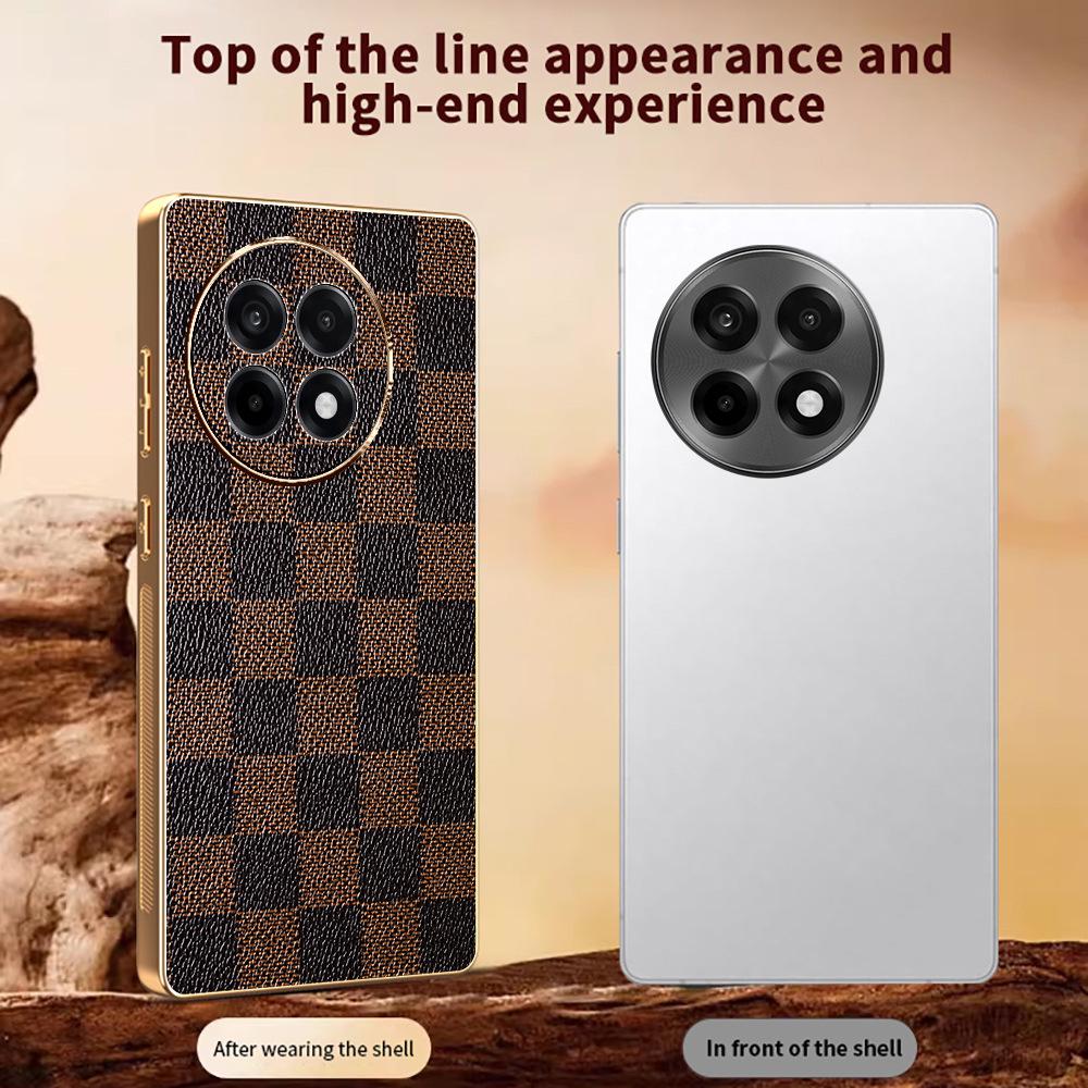 Leopard Print & Checkered Leather OnePlus ACE5/NORD4 Drop-proof Phone Case