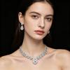 TREAZY Sparkling Rhinestone Crystal Teardrop Design Wedding Bridal Jewelry Set Silver Plated Women Choker Necklace Earrings Set
