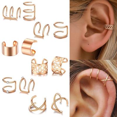 12Pcs/set C Shaped Ear Cuff No Piercing Ear Clip Fake Cartilage Earring Women Jewelry ARI