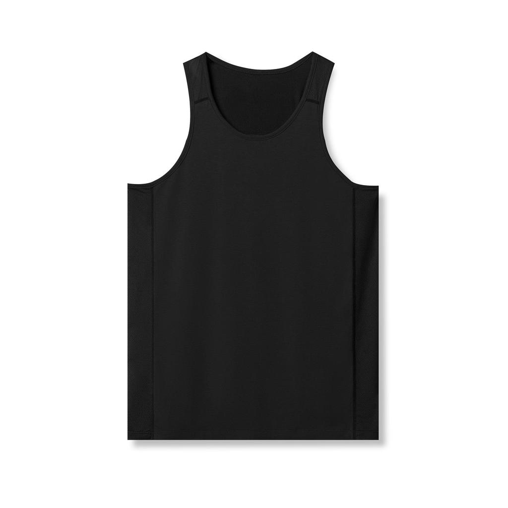 Net Hole Splicing Breathable Sports Vest Men's Round Neck Solid Color Outdoor Running Fitness Casual Vest Cotton