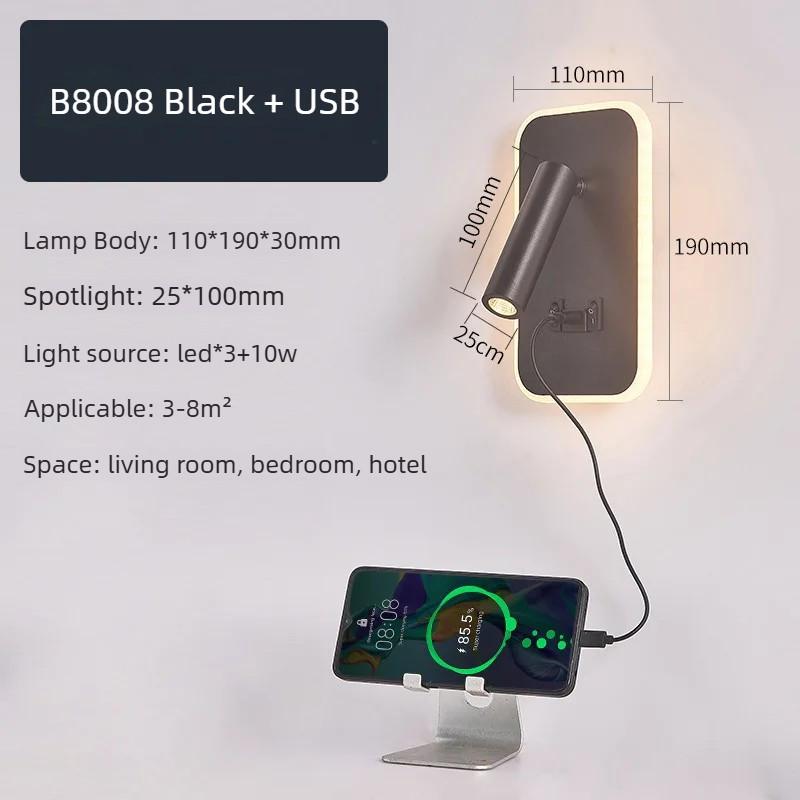 Minimalist LED Wall Mounted Reading Light Rotatable Bedside Wall Lamp Bedroom Decorative Wall Sconce Spotlight
