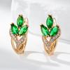 Wbmqda  Green Crystal Flower Drop Earrings For Women 585 Rose Gold Color Natural Zircon Setting Wedding Party Jewelry
